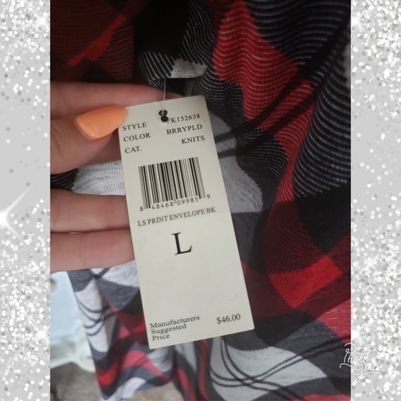 Plaid sheer top large holiday Christmas - Picture 6 of 7